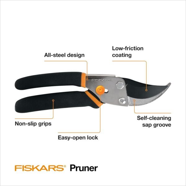 Precision Bypass Pruning Shears: 5/8” Garden Clippers - Sharp Plant Cutting Scissors with Precision-Ground Steel Blade - Image 6