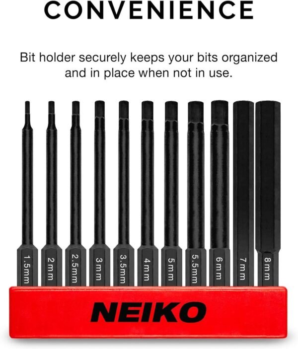 11-Piece Metric Hex Allen Power Bit Set Magnetic Heads Premium S2 Steel - Image 6