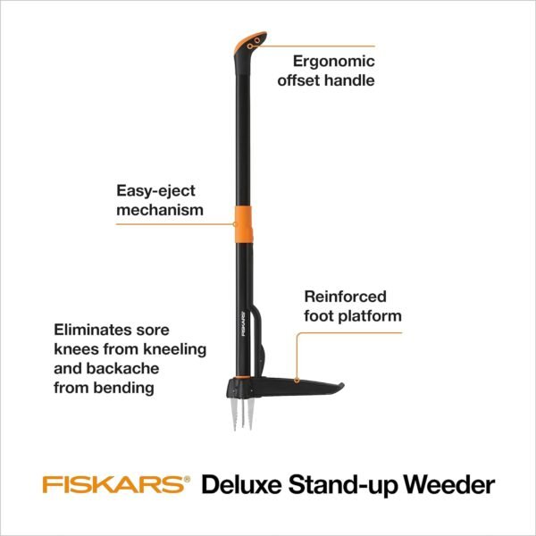 Hand Weeding Tool 39" Ergonomic Handle Easy-Eject Mechanism  Black/Orange - Image 6