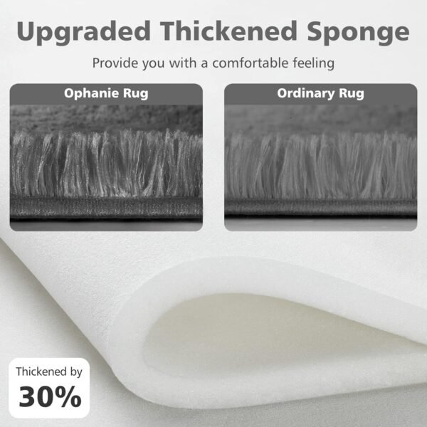 Ophanie Machine Washable Upgrade 4x6 Rugs for Bedroom Grey Fluffy Shaggy Soft Area Rug - Image 2