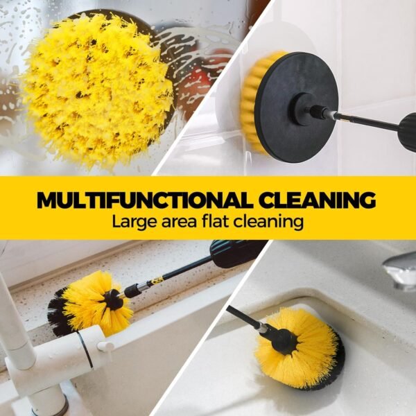 Yellow 5-Pack Drill Brush Set Extended Attachments for All-Purpose Cleaning. - Image 7