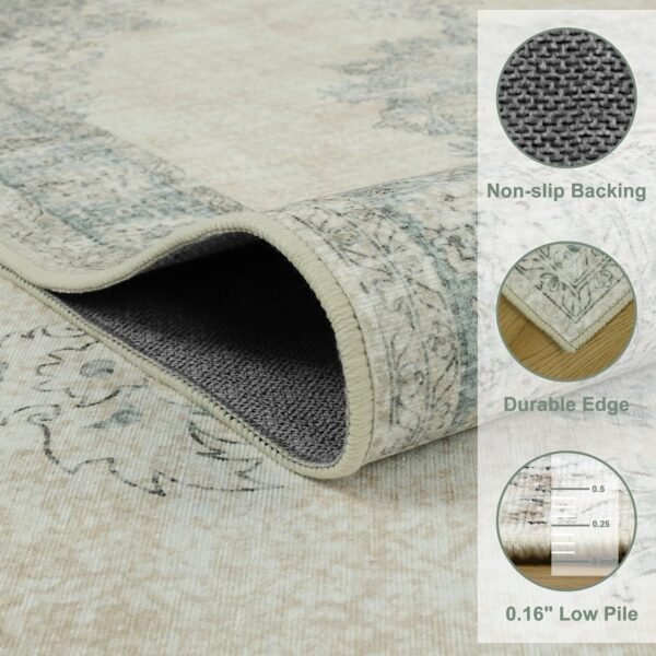 6x9 Area Rugs for Living Room Beige Vintage Distressed Rugs - Image 7