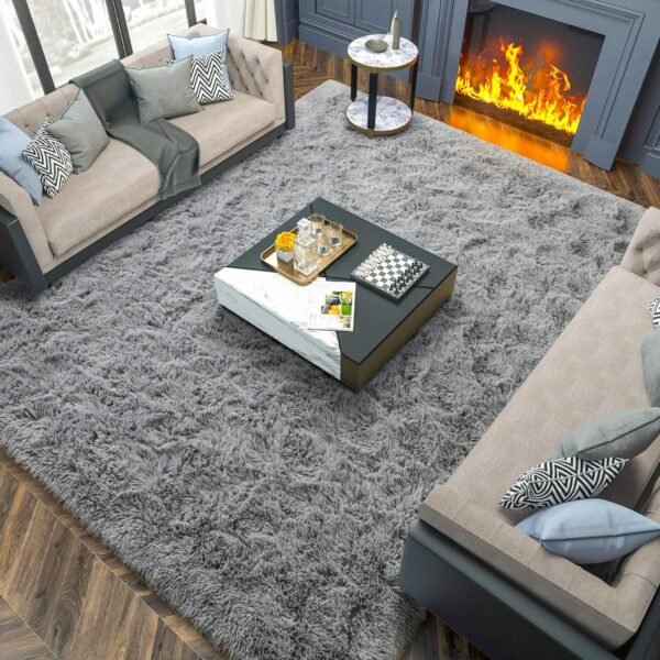 Merelax Soft Modern Indoor Large Shaggy Rug for Livingroom Comfy Nursery Accent Floor Carpet 6x9 Feet, Grey - Image 6